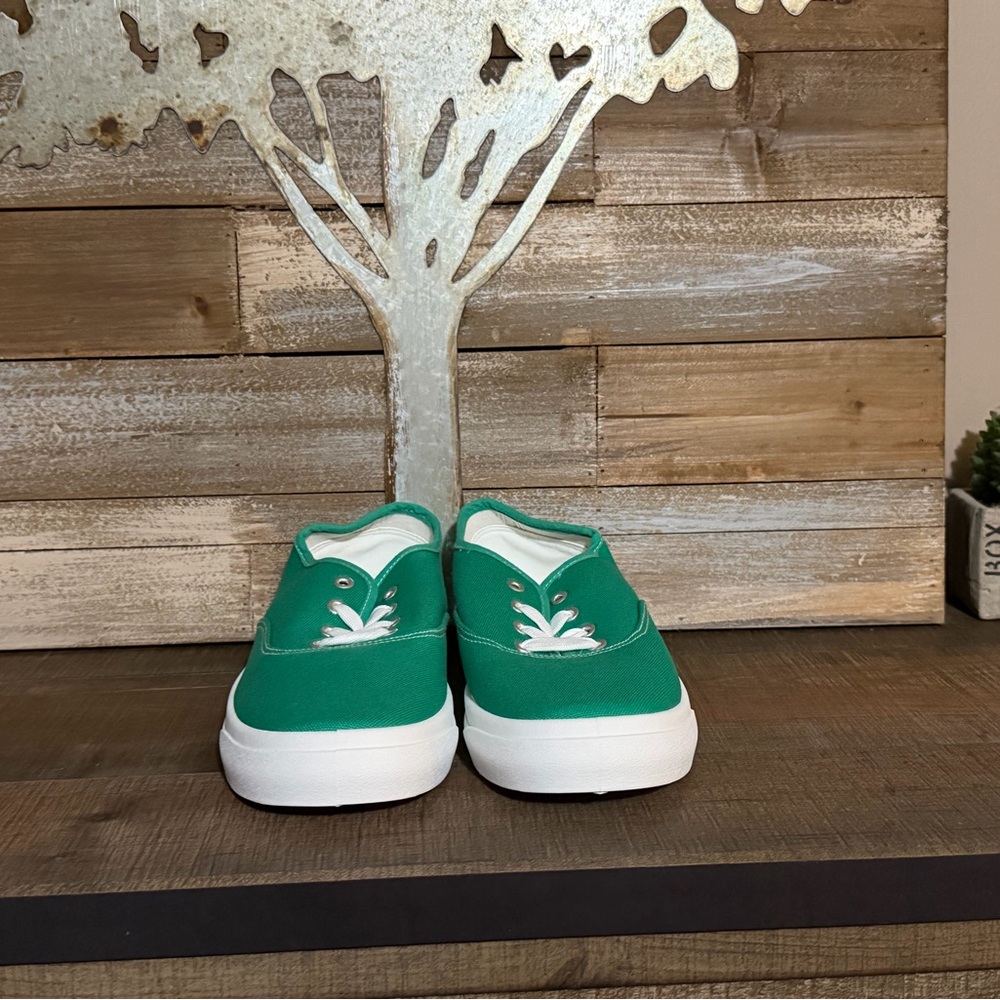 Classic Green Canvas Slip-On Sneakers - Women's Casual Shoe - Picture 4 of 9